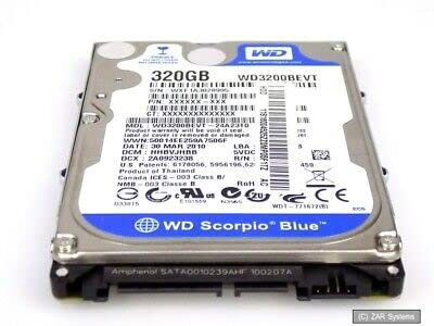 Wester Digital Blue WD3200BEVT - Disco rigido SATA 3Gb/s HDD 2,5 S.M.A.R.T.
