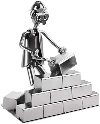 BRUBAKER Schraubenmännchen Maurer - Handarbeit Eisenfigur Metallmännchen - Metallfigur Geschenkidee für Maurer und Handwerker