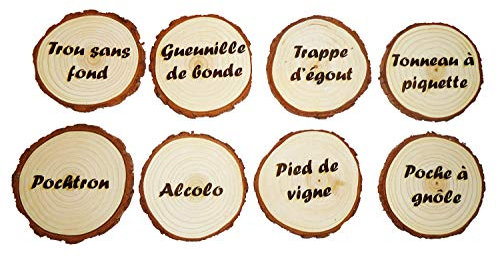 FGS Set de 8 sous Verres Humoristiques en Bois gravés
