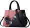 DIRRONA Borsa Donna Grande in PU Impermeabile – Borsa 3-in-1 a Mano e a Spalla, Elegante con Fiori e Design Bicolore, Ideale per Uso Quotidiano Casual Viaggio Lavoro e Festa Rosa polvere
