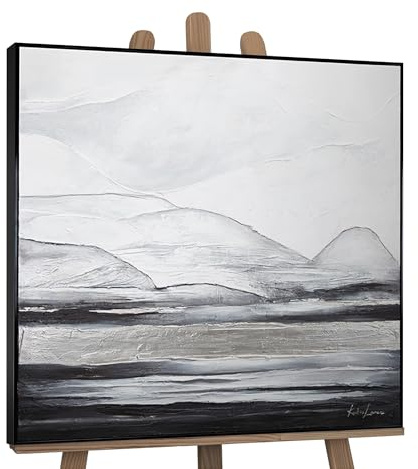 YS-Art Luxus Abstrakt Acrylbild Eisberg handgemalt schwarz weiß Bild