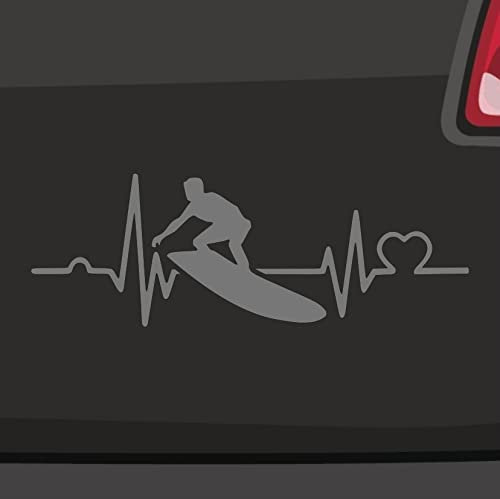 Herzschlag Surfer Aufkleber 6 Größen 21 Farben- Wellenreiten Surfen Hawaii Aloha