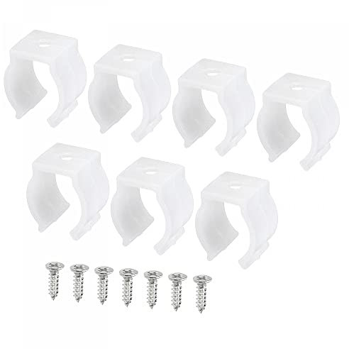 sourcing map T5 U Clips Holder Bracket Fluorescent Tube Light Fixture Plastic Pipe Clamps with Screws for LED Bulbs Ceiling Lamp, White Pack of 10