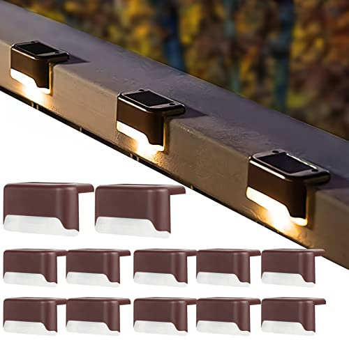 GDWD 12 Stück LED Solar Deck Licht, Solarlampen Wasserdicht, Solarbetriebene Stufenlicht Treppenlichter, Solarleuchten für Hinterhof, Wege, Hof, Terrasse, Treppen, Stufen und Zäune