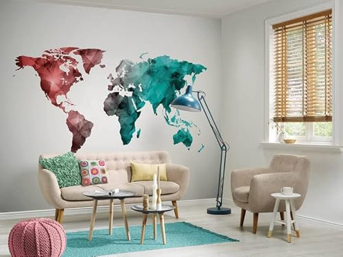 WTD Mantiburi Papier peint photo avec éléments graphiques 3D Blanc Bleu Rouge Gris 3,50 x 2,55 m