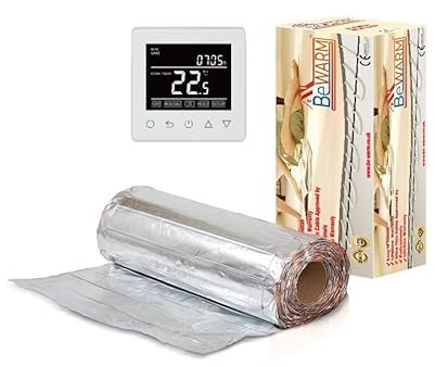 BeWarm Electric Underfloor Heating Mat Kit for Laminate or Wood Flooring (9m2, Smart White WiFi Thermostat)