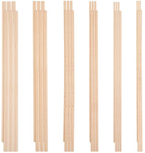 OLYCRAFT 36 Stück Dübelstangen Holzstäbchen 3 mm 4 mm 5 mm 6 mm 8 mm 10 mm verschiedene Größen Buchenholz Sticks Unlackierter Dübel Runde Holzdübel für DIY Projekte Basteln Holz Sticks