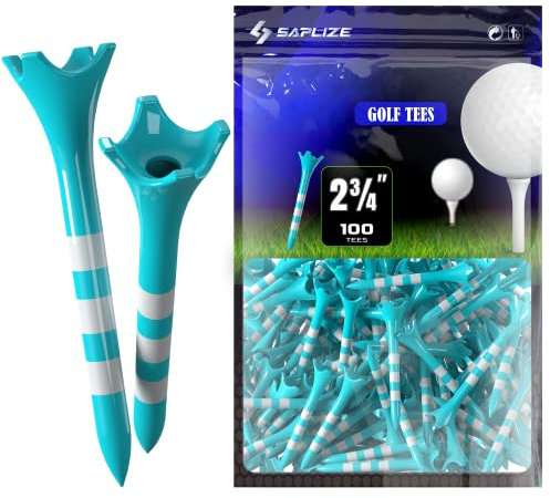 SAPLIZE Golf Tees Plastik 100 Stück (70mm), Ultra haltbare und stabile Golf Tees, Reduziert Reibung und seitliche Golf Tees Kunststoff, Blue