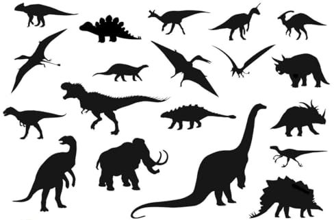 19 Stück Jurassic Dinosaurier Silhouette Aufkleber - T-Rex Aufkleber - Jungen Zimmer Dekor (schwarz)