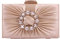 MOSELLE | Satin Clutch mit Knoten-Design und Diamanten-Brosche, Handtasche mit Gold-Details, Eleganten Tasche | (Creme)