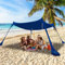 Sonnewelt Sonnenschutz Strand 3 × 3m Strandmuschel UPF50 UV-Schutz Strandzelt mit 4 Aluminiumstangen, 4 Stangenanker, 4 Sandsack-Anker große & tragbare Sonnenschutz Sonnenunterstand für Camping