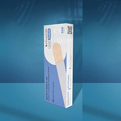 Lima de uñas desechable blanca Staleks PRO en base de madera DWCE-22 EXPERT 22 grano 100/150/180/240 (25 piezas) manicura pedicura shellac nai salon (grano 240)