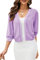 CHAMA Damen Bolero Cardigan mit 3/4-Ärmeln aus Chiffon mit offener Vorderseite, Flieder, X-Groß