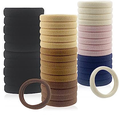 Yovell Hair Bobbles for Women Girls, 40 PCS Elastic Hair Ties, Soft Seamless Hair Bands No Hair Damage, Ponytail Holders for Thick Thin Hair