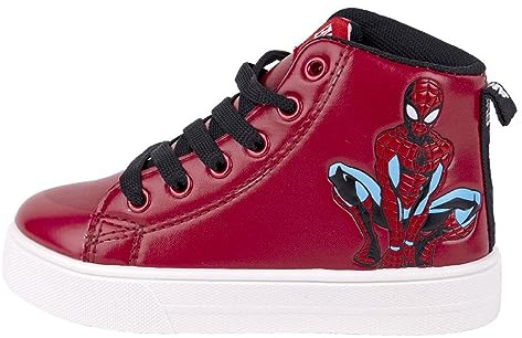 Spiderman Scarpe Colore Rosso, Nero e Bianco - Taglia 28 - Chiusura con Lacci - Scarpe Sportive a Stivale con Suola PVC - Stampa Prodotto Originale Disegnato in Spagna