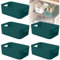 W&H 5 PCS Blue Plastic Storage Boxes, Small Plastic Baskets with Handle, Kitchen Cupboard Boxes, Organiser Baskets for Bathroom, Shelf, Office and Home - 21×14×7cm