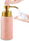 Distributeur de savon en marbre, distributeur de savon mousse en céramique avec pompe dorée antirouille (rose)