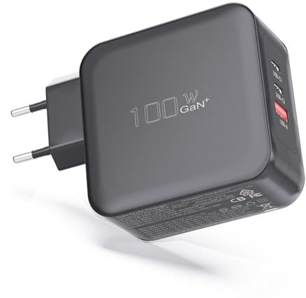 USB C Ladegerät 100W, 3 Ports Laptop Netzteil GaN Tech ladegerät PD PPS Fast Charger Schnellladegerät, Ladeadapter für MacBook Pro/Air, iPhone 15/14/13/12, iPad Pro, Samsung S24/23 Ultra