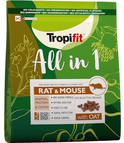 Tropifit All in 1 Rat & Mouse 1,75kg – Futter für Ratten und Mäuse – extrudiertes Alleinfutter Mit Getreidekörnern, tierischem Protein und Chitin