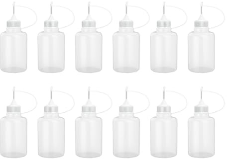 FSSTUD 12 Stück Kunststoff Präzisionsspitze Applikator Flaschen Nadelspitze Kleber Flaschen Leere Acryl Malerei Flaschen Papier Quilling Werkzeuge 15 ml