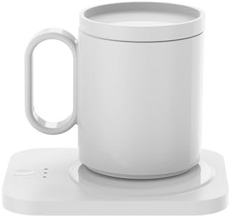 MagiDeal Kaffeewärmer und Tassen-Set, Tassenwärmer, 3 Temperatureinstellungen für Büro und Zuhause, Weiß