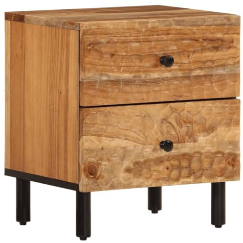 vidaXL Nachttisch, Nachtschrank mit 2 Schubladen, Nachtkommode für Schlafzimmer, Nachtkonsole Beistelltisch, Modern, Massivholz Akazie