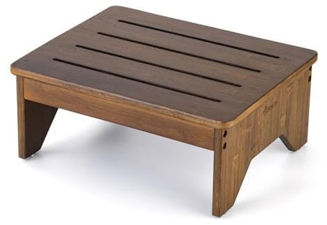 Strongtek Taburete Escalonado de bambú para Adultos, Taburete Escalonado al Lado de la Cama Alta, Capacidad de 300 Libras, Taburete de Cama Antideslizante, Borde Circular, Dormitorio, Cocina (marrón)