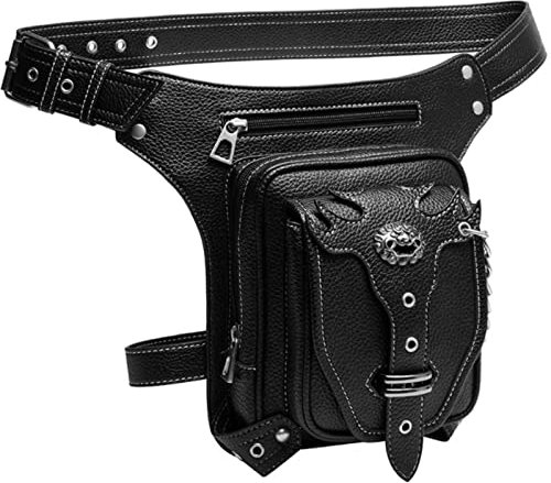 FiveloveTwo Punk Multifunktional Tactical Hip Bag Hüfttasche Beintasche Reisen Klettern Sport Radfahren Joggen Gürtelbefestigung Schenkel Wanderrucksäcke PU Leder Tasche (Dragon)