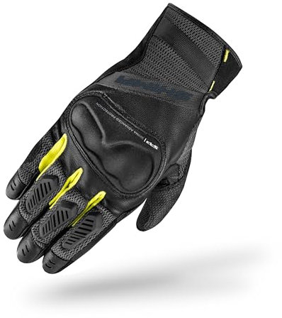 SHIMA HERO GLV Motorrad Handschuhe Herren Leder Kurze Sommer Motorradhandschuhe Schutz Touchscreen Stadt Lederhandschuhe Motorcycle Belüftet Verstärkt Perforiertes Leicht (Herren, Fluo, S)