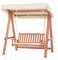 COSTWAY Outdoor 2-Seat Swing Chair Set, Wood Porch Swing Bench with Canopy, A Frame, Sturdy Metal Hanging Chains and Soft Seat Cushions, Swing Seat for Patio, Garden & Backyard