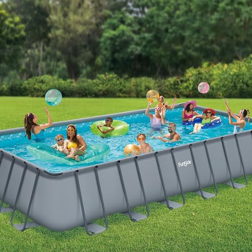 FUNSICLE - 15152 - Piscine Tubulaire Funsicle Oasis 7,32x3,66x1,32m, Grise