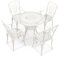 KOMFOTTEU Lot de 5 Meubles de Jardin pour 4 Personnes, Ensemble bistrot avec Trou pour Parasol, Salon de Jardin en Aluminium, résistant aux Intempéries, Blanc, pour Terrasse, Balcon, Cour