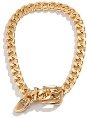 BSLVWG Punk Necklace Minimalist Thick Chain Choker Lock Pendant Necklace Hip Pop Jewelry Statement Necklace Chunky Chain for Women and Girls (Gold)