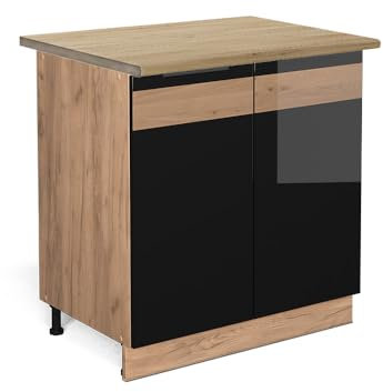 Vicco Herdumbauschrank R-Line, Anthrazit Landhaus/Weiß, 60 cm, AP Marmor