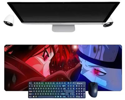 PUrar Japanisches Anime Hatake Kakashi XL Multifunction Gaming Mauspad, 800 x 300 mm, Mauspad, Gaming-Tastatur, wasserdicht und Basis aus rutschfestem Gummi, strukturierte Oberfläche