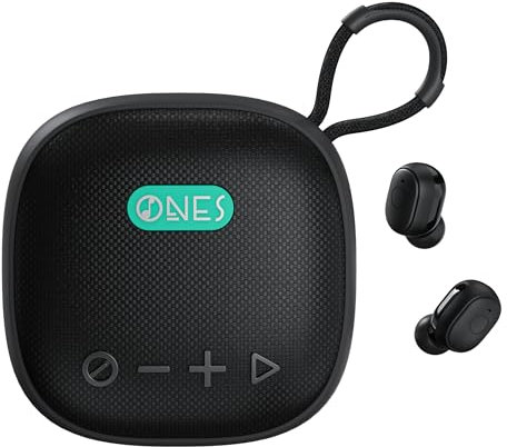 ONES MusPlay Wireless Speaker with Earbuds 2-in-1, Hi-Res Audio, Smart [ Bluetooth/AUX / MP3 ] [ Game/Music Mode ] [ 24 Hrs Speaker / 60 Hrs Earbud Ultra-long Playback ] Portable Compact