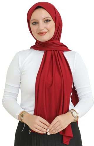 Prien Hijab Kopftuch Für Damen, Frauen Schal Kleider, Modern Kopftücher Weicher Jersey, Muslim Kleid Türkisch Premium Gebetskopftuch, Umrah Geschenk, Hijab Set (Burgund)