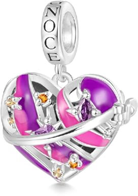 GNOCE Charm Anhänger Herz Sonnensystem Kabelloser LED Leuchtender Saturn Anhänger 925 Sterling Silber Geschenk für Mädchen Kinder Fit Alle Armband/Halskette (Saturn)