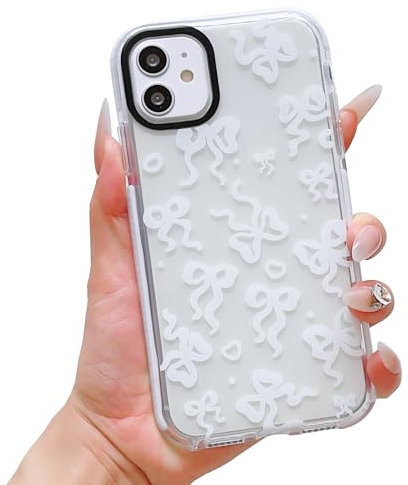 ECZOIL Compatible for iPhone 11 Case,Cute Clear Bow Cartoon for Women Girl Soft TPU Shockproof Anti-Yellow Protective Phone Case for iPhone 11- Bow