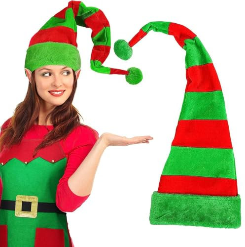 YouXiaor Elfenmütze, 2PCS Elf Mütze,Waldgeist Elfenhut,Unisex Weihnachtselfen Weihnachtsmützen Elfen Hut Nikolausmütze Erwachsene Elfenmütze für Kinder Weihnachtsmütze für Elfen für Kostüm