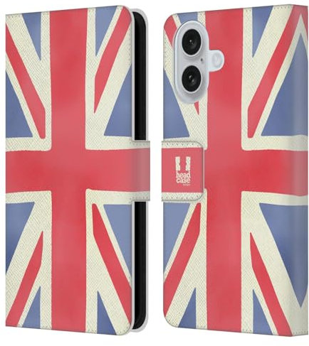 Head Case Designs Union Jack Das Beste Von London Leder Brieftaschen Handyhülle Hülle Huelle kompatibel mit Apple iPhone 16