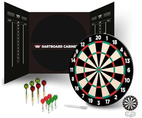 Bull's Magnetic Paper Dartboard Cabinet Set - 2-in-1 Magnetisches und Papier-Dartboard - Komplettset mit 6 magnetische Darts und 6 steeltip Darts Scoreboard - Perfekt für Anfänger und Kinder