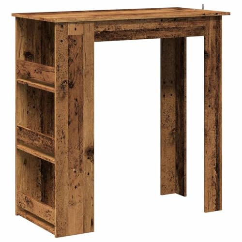 vidaXL Bartisch mit Regal Altholz-Optik 102x50x103,5 cm, Party Tisch, Frühstückstisch, Barmöbel, Bistrotisch, Stehtisch, Esstisch, Küchentisch