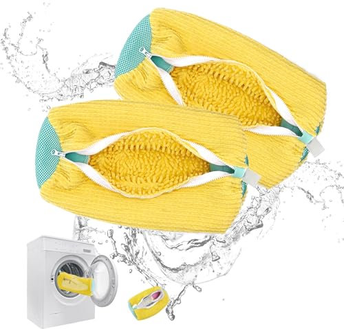 Kaizuca Paquete de 2 Bolsa Lavadora, Bolsa para Lavar Zapatillas en Lavadora con Pelusa Limpiadora, Bolsas Reutilizables Antideformación para Zapatos para Lavadora
