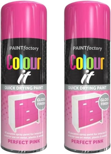 MIXEL Perfect Pink Gloss Spray Paint, Quick Drying Formula, Long-Lasting, Easy-to-Apply, Ideal for Craft Projects, Home Décor, Furniture, Automotive, Interior and Exterior Use, 250ml, (2 Pcs)