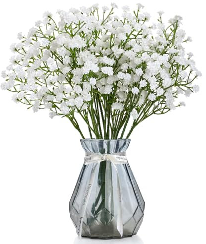 KUDLE 6 Stück Schleierkraut Künstlich Weiße Fake Deko 52 cm Blumen Künstlich Gypsophila Kunstblumen Artificial Flowers Künstliche Blumenstrauß für Hochzeit Zuhause Blumen Deko