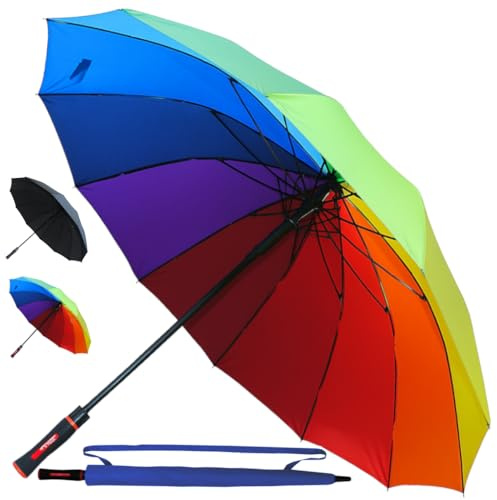 COLLAR AND CUFFS LONDON SELTEN 12 Rippen Golfschirm Automatik Sturmfest - Regenschirm Groß Stockschirm Herren Damen Windfest Sehr Stark - Windproof Verstärkt mit Fiberglas