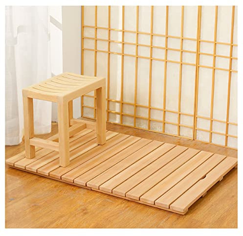 Bambus-Duschmatte, rutschfeste Holz-Badematte für Duschkabine, Spa und Zuhause, anpassbare Größe 70 x 70 cm
