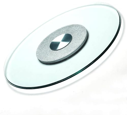 Tempered Glass Lazy Susan Turntable - Heavy Duty Round Dining Table Centerpiece with Swivel Assist System - Large Serving Plate Silent & Smooth Spin - Rotating Tray for Dining Table Rotation