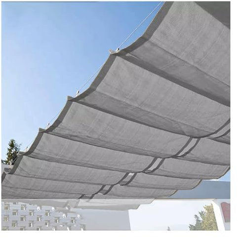 CVERTHAF Voile d'ombrage rétractable ondulée, Store Enrouleur Coulissant en U pour extérieur, Toile de Toit en PEHD, Protection UV et Solaire, auvent de terrasse de Jardin extérieur (l 1,3 x L 4 m /